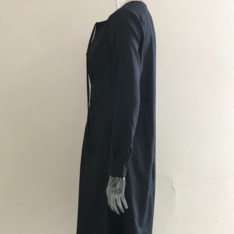 Robe Maxi Élégante à Col en V avec Cordon de Serrage | Tenue Modeste Contemporaine (MS121)