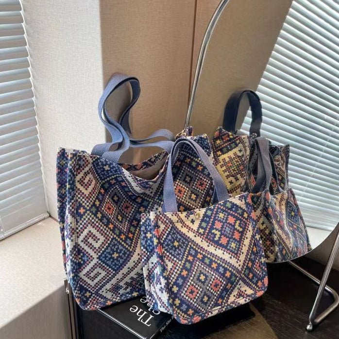 Sac Cabas en Toile Boho Chic - Sac Convertible Spacieux pour le Campus et les Trajets Quotidiens (MAC261)