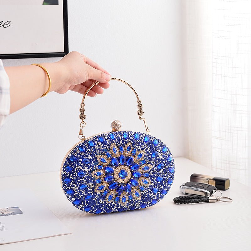 Pochette de soirée Crystal Sunflower | Sac de fête en strass avec bandoulière chaîne (MAC356)