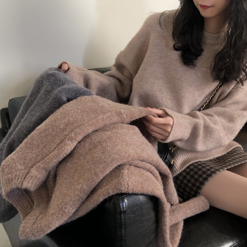 Pull Oversize à Col Rond | Haut de Base Tricoté Uni (MS168)