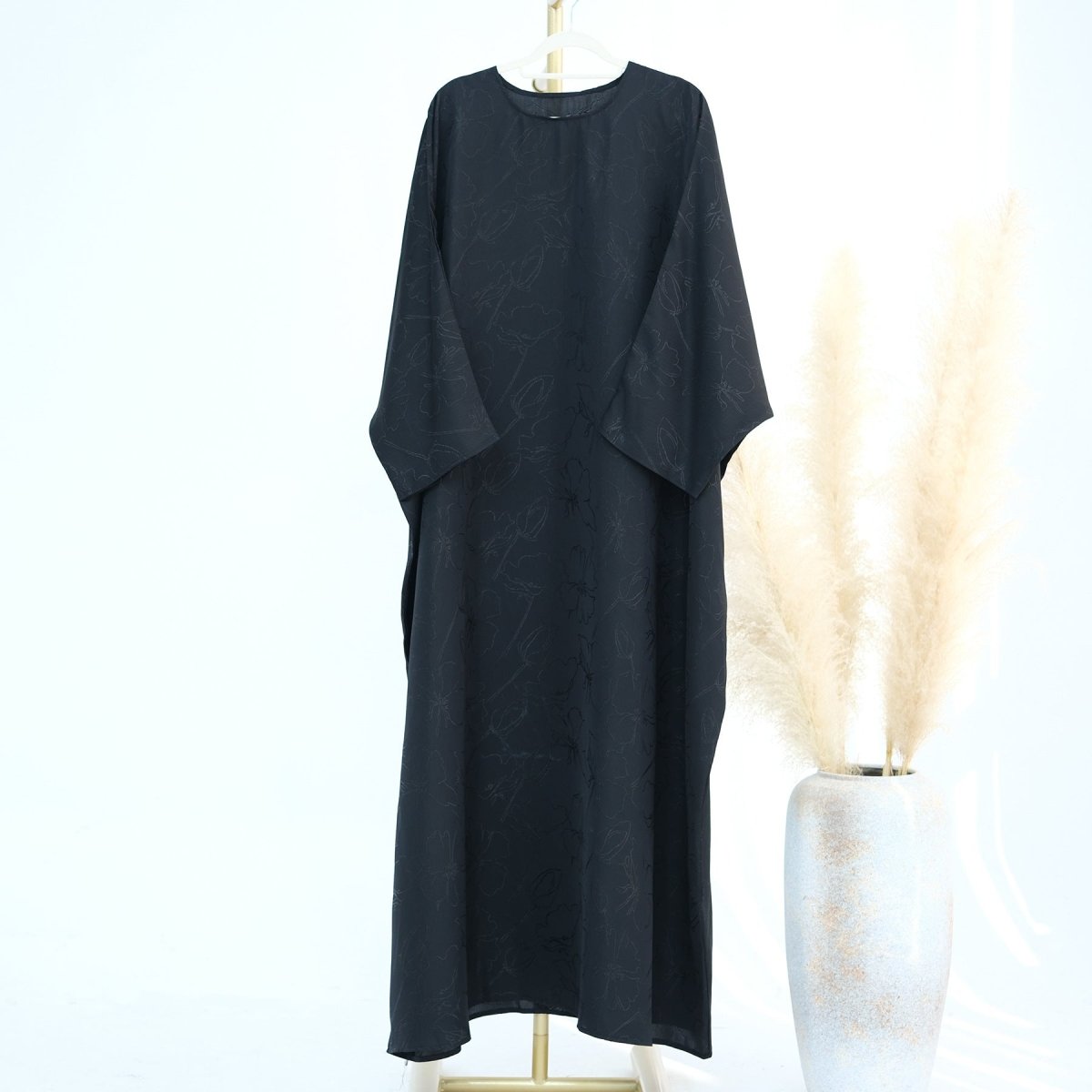 Abaya en satin tissé jacquard 3D (MA138)