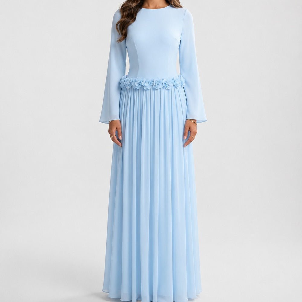 Robe Maxi Ajustée à la Taille 3D Rose(MS515)
