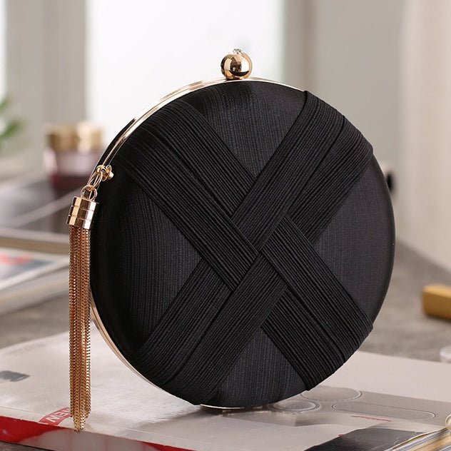 Sac à main pochette de soirée ronde avec détail tressé (MAC287)