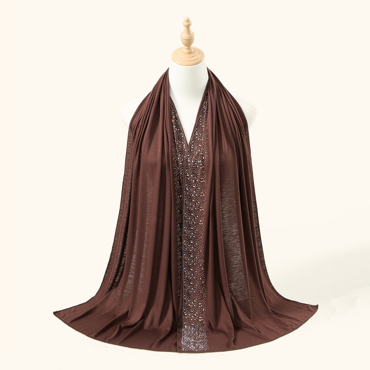 Foulard Hijab Orné de Strass Baguette Cristal et Or (MH254)