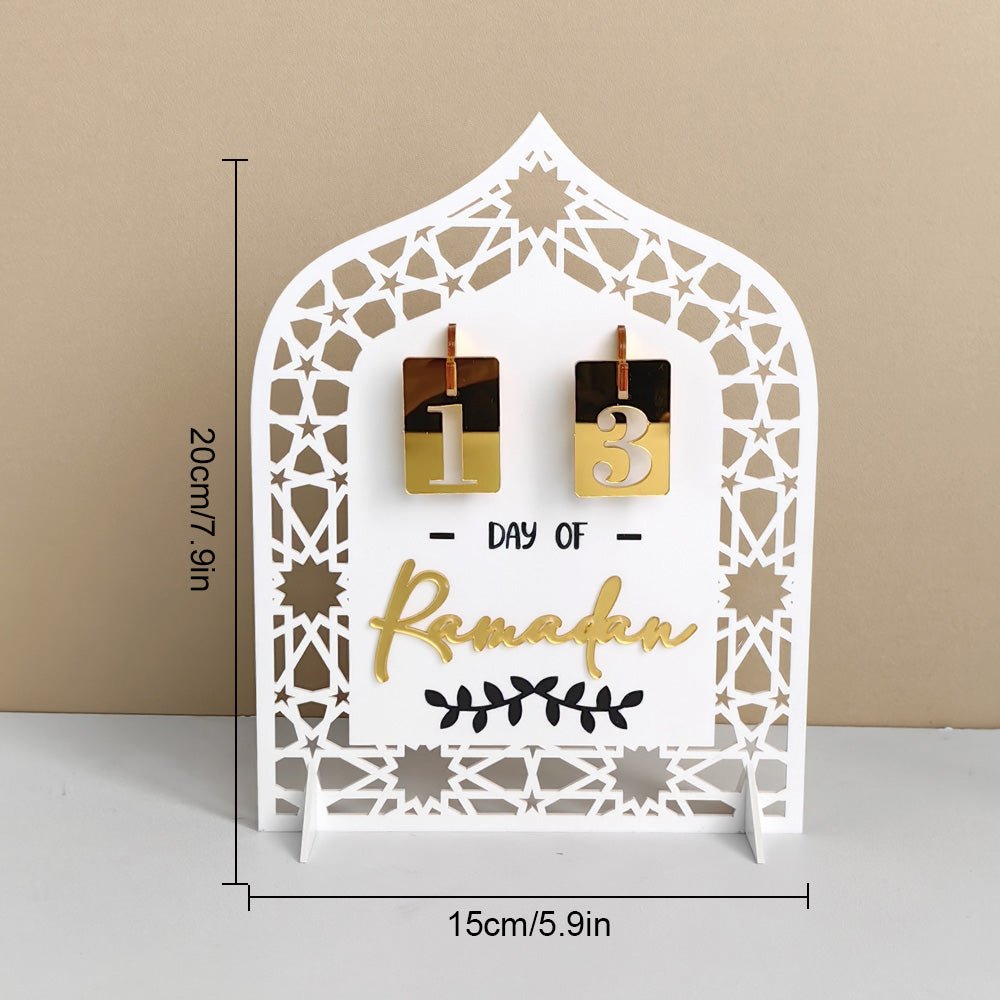 Décoration de Table Acrylique Compte à Rebours du Ramadan - Ornement Artisanal Festif pour la Maison (MAC403)