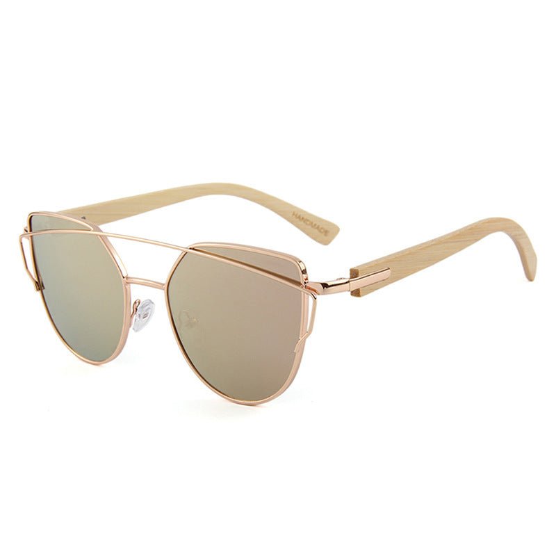 Lunettes de soleil MAC169 tendance à monture métallique œil-de-chat et branches BamboTemple
