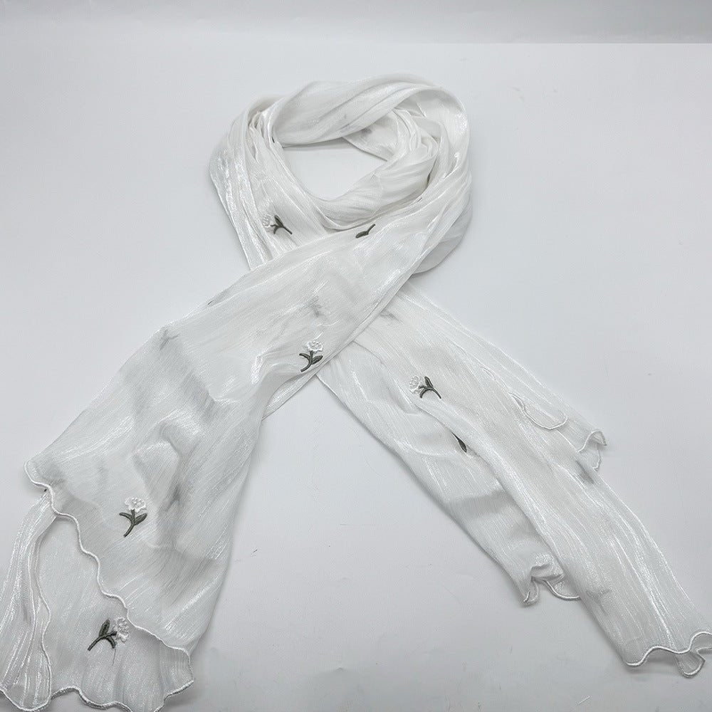 MH080 Hijab en crêpe brodé, respirant et rafraîchissant