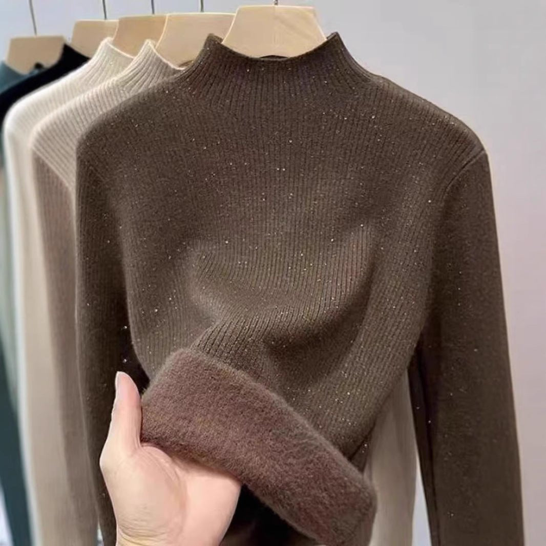 Pull Col Montant Doublé en Molleton | Haut de Base Épais pour l'Hiver (MS159)