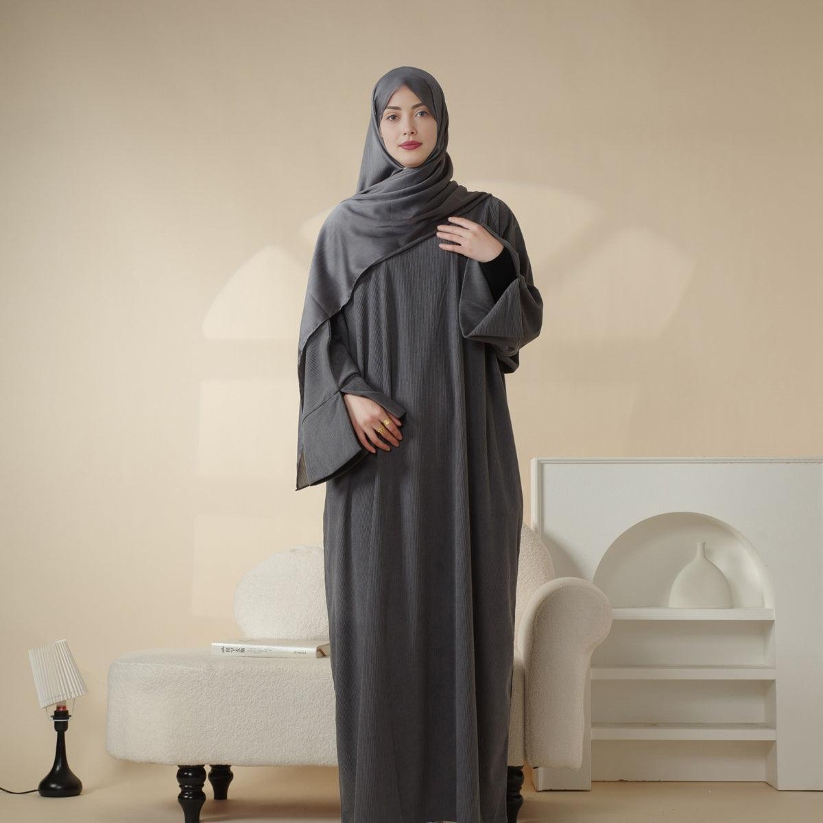 Abaya en velours côtelé à manches larges (MA045)