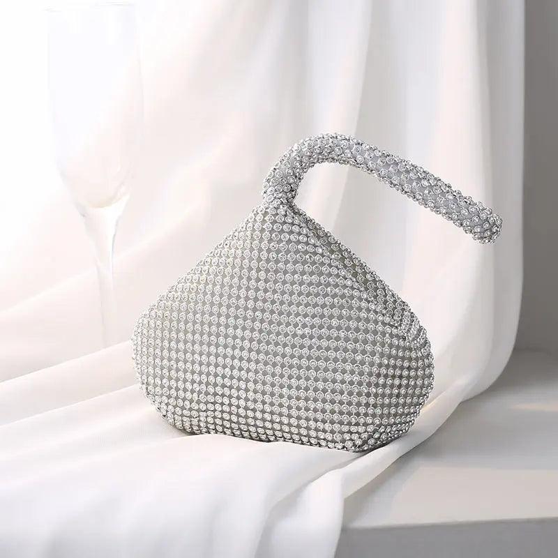 Sac à main MAC057 avec strass, forme cœur, brillant, fait main, petit sac de soirée