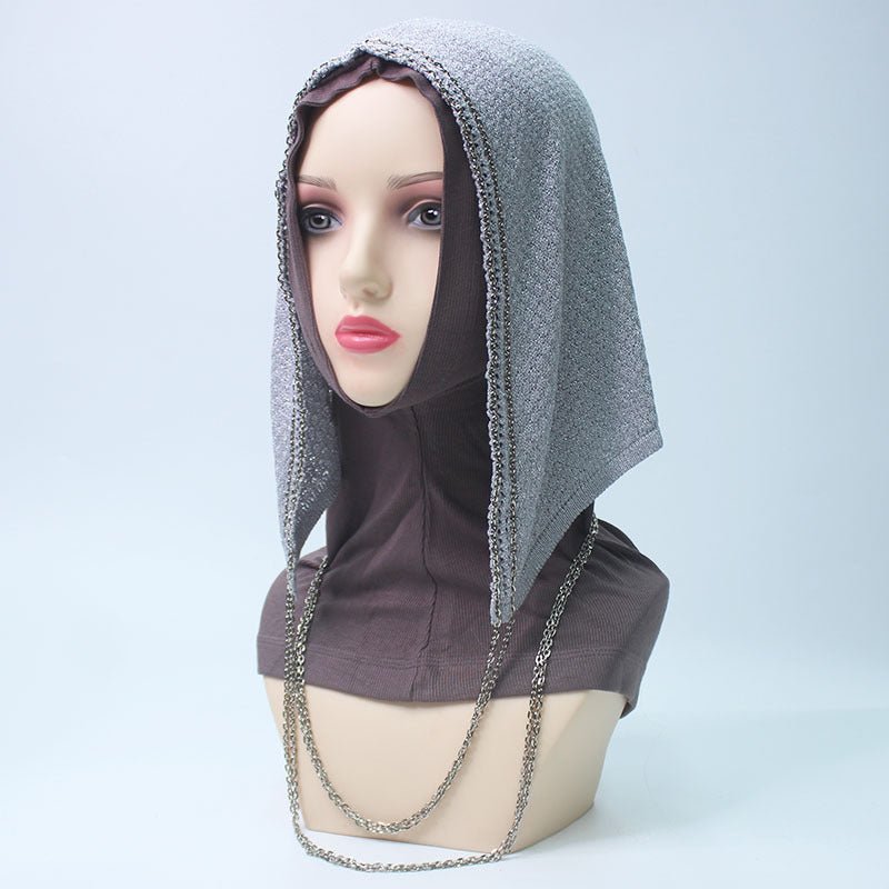 Bonnet Hijab à Chaîne | Cagoule Étincelante en Maille avec Chaînes (MAC375)