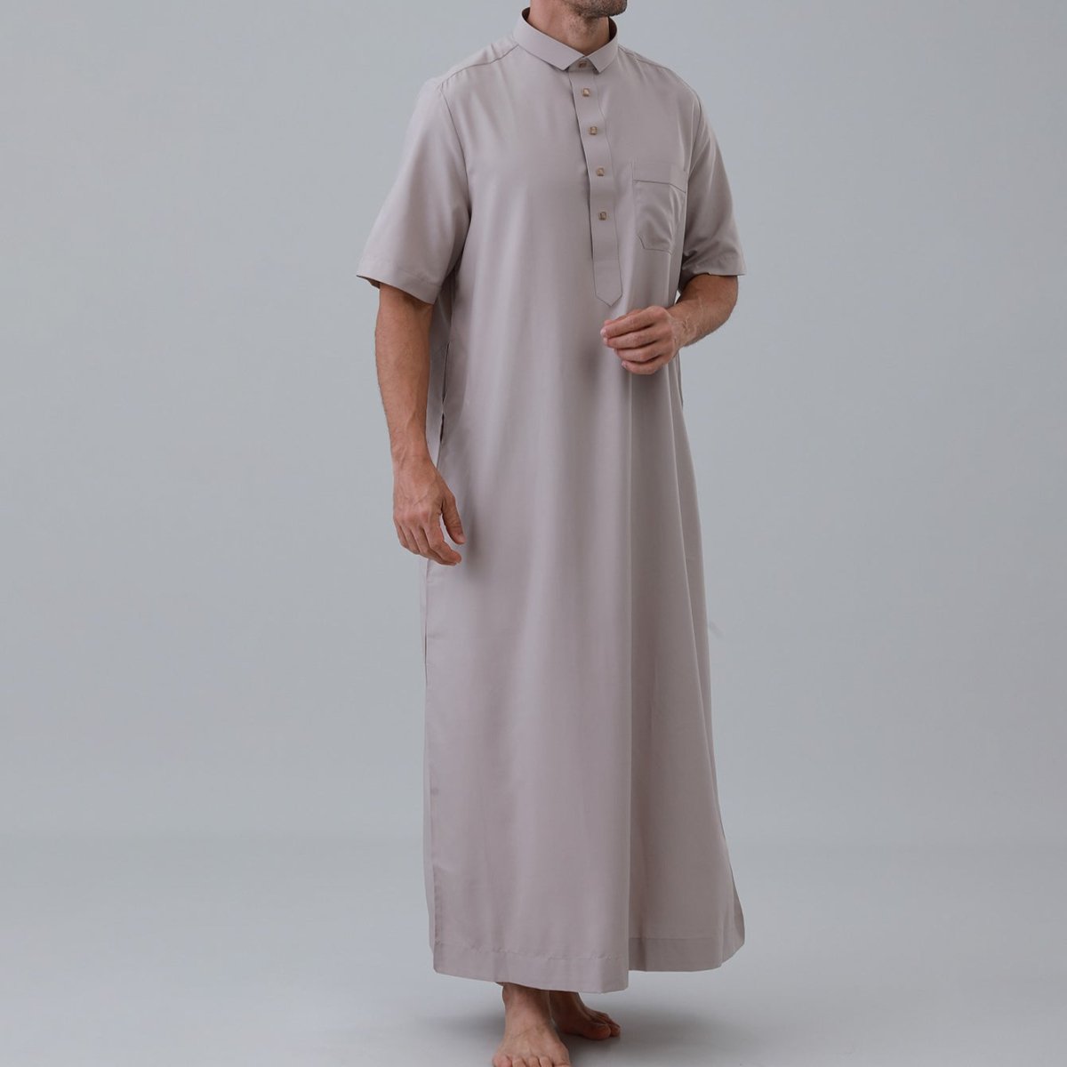 Thobe uni pour homme avec patte de boutonnage (MT038)