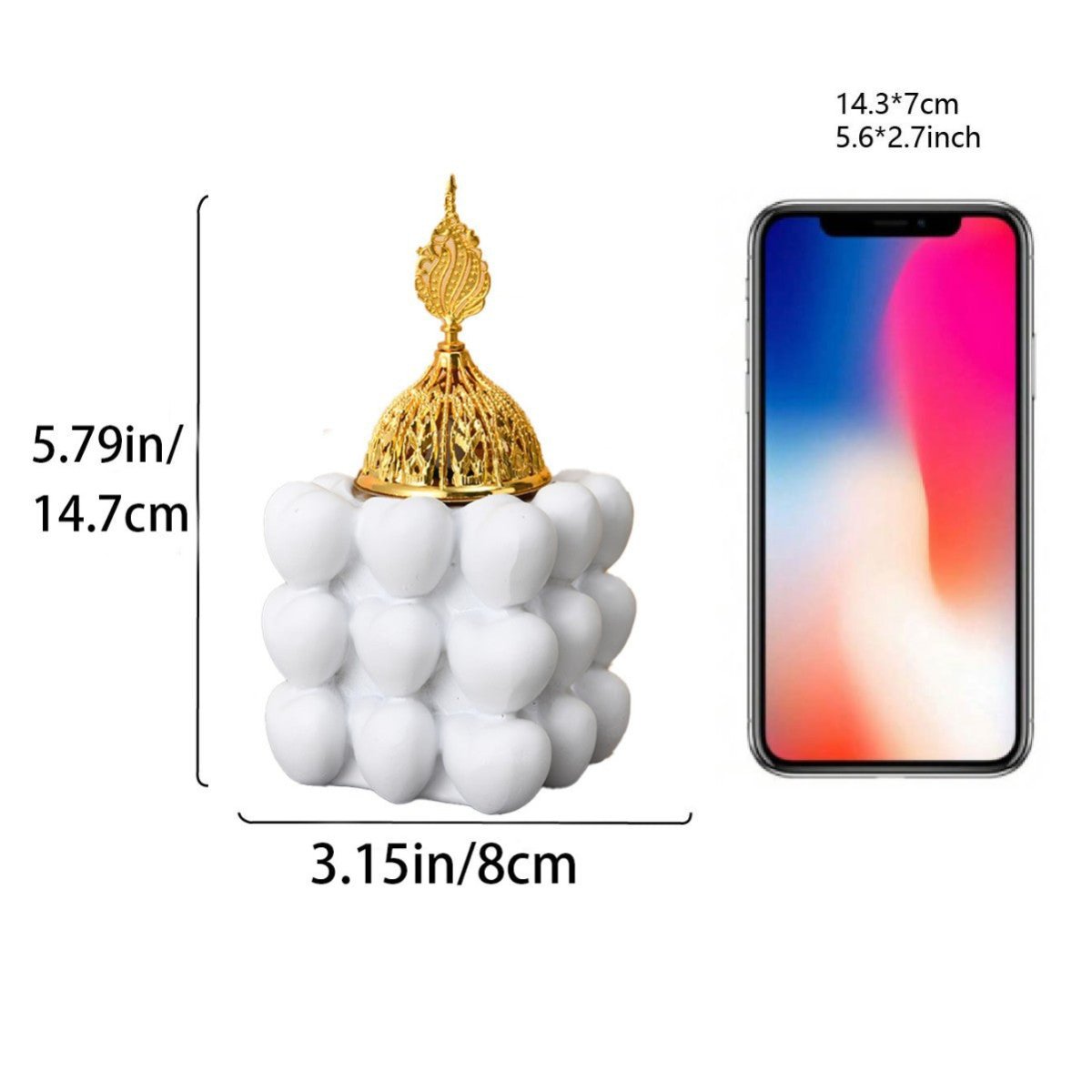 Brûleur d'encens cube décoratif en résine en forme de cœur (MAC401)