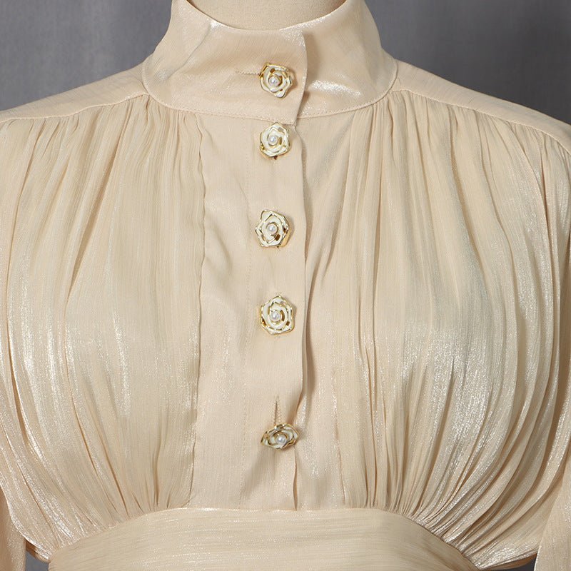 Robe Shimmer à volants étagés avec boutons perlés (MS322)
