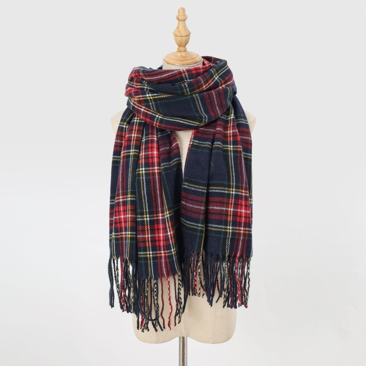 Écharpe à carreaux avec franges, en fausse laine, chaude, accessoire de mode hiver (MAC332)