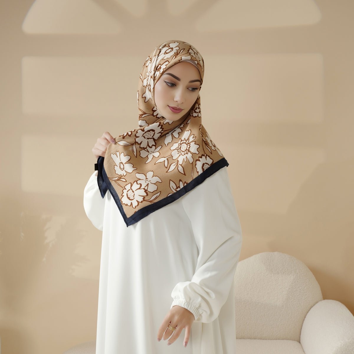 Foulard Carré Hijab en Cachemire Synthétique (MH091)