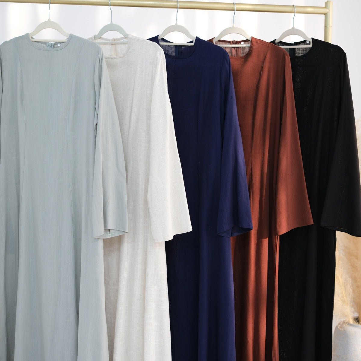 Abaya Robe de Chambre Unie avec Nœud Dos | Abaya Style Peignoir à Manches Évasées (MA215)