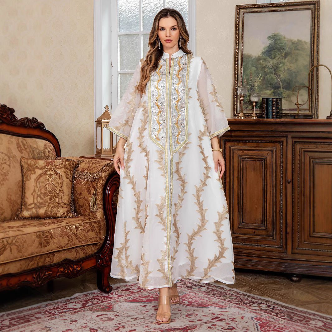 Abaya de soirée en mesh brodé (MA414)