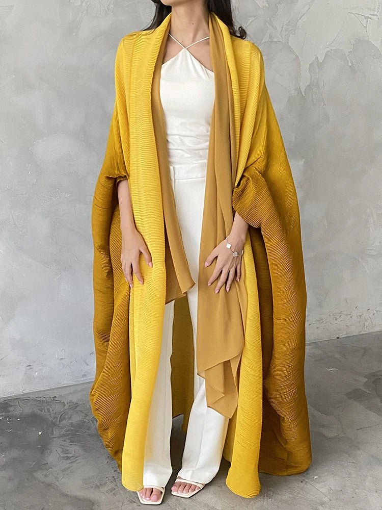 Abaya ouverte plissée chic à manches chauve-souris ombrée (MOA120)