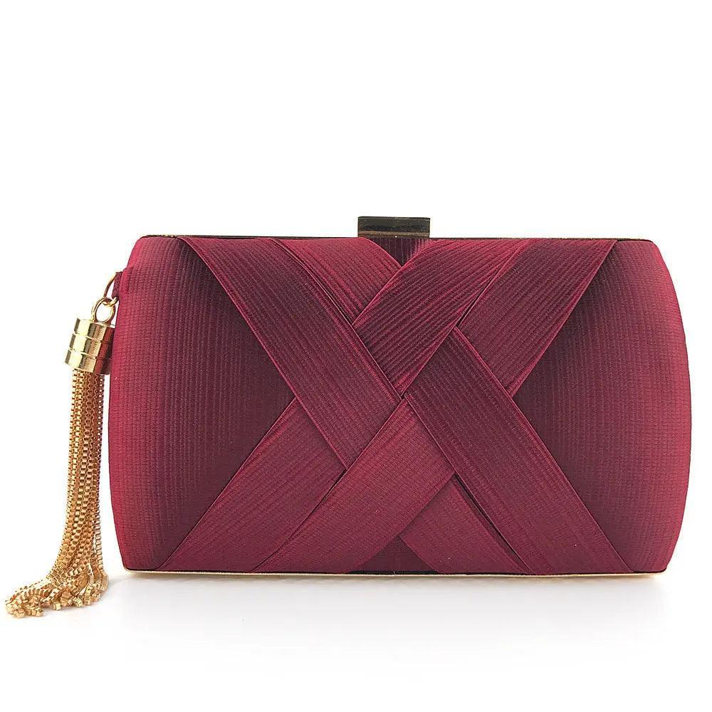 MAC032 Sac de soirée en soie pour femme avec pompon pendentif élégant