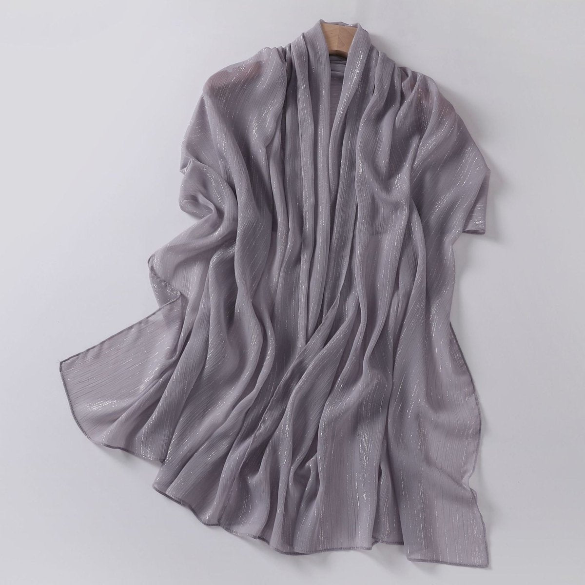 Foulard Effortless Grace Voile Chiffon Froissé Argenté (MH153)