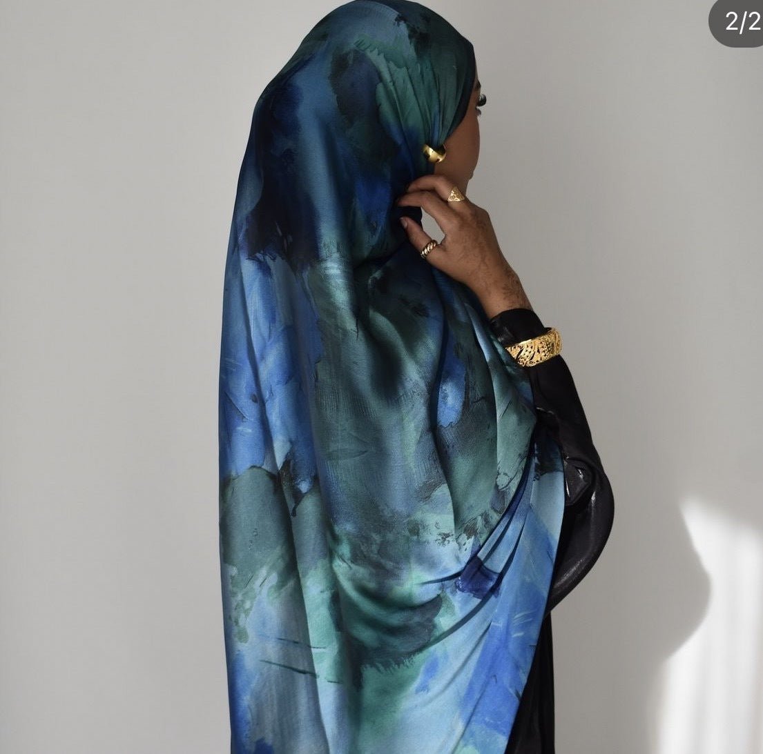 Hijab en Satin Élégance à Imprimé Marbré (MH172)