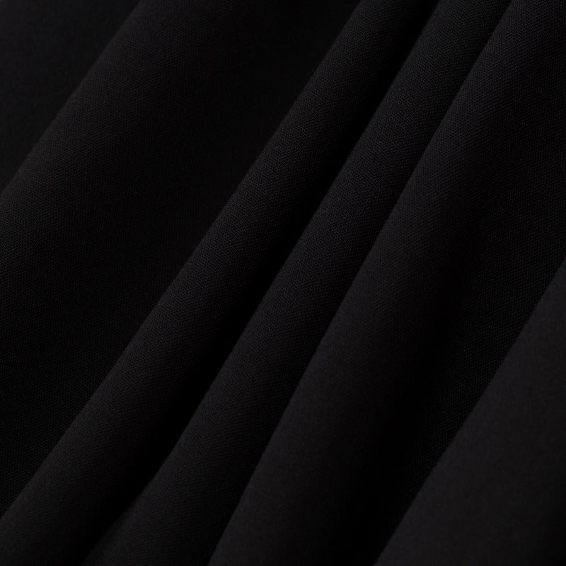Cardigan modeste noir avec robe abaya à manchettes perlées et manches superposées, design élégant (MOA136)