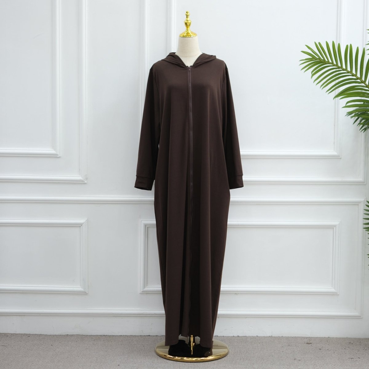Abaya à capuche zippée avec poches (MA389)