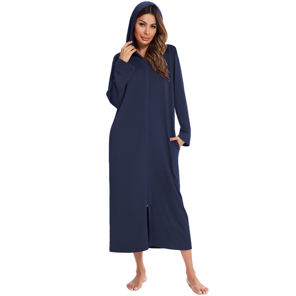 Cardigan long zippé et douillet avec poches | Confort Loungewear (MS110)