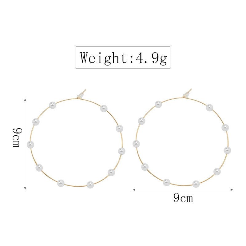 Boucles d'oreilles créoles surdimensionnées avec perles chics (MAC320)