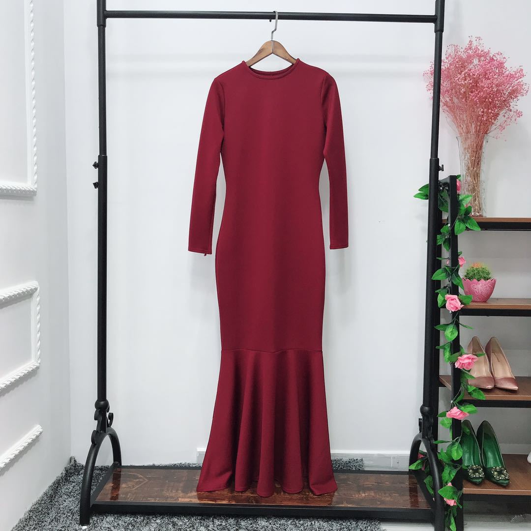 Robe longue extensible avec ourlet sirène (MS457)