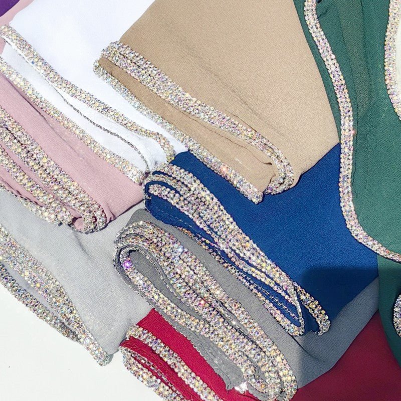 Hijab en Mousseline Bordé de Diamants (MH087)
