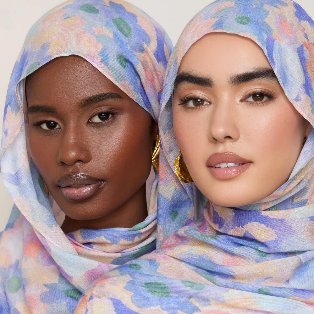 Foulard Hijab à Imprimé Floral Vibrant | Écharpe Botanique Légère (MH159)