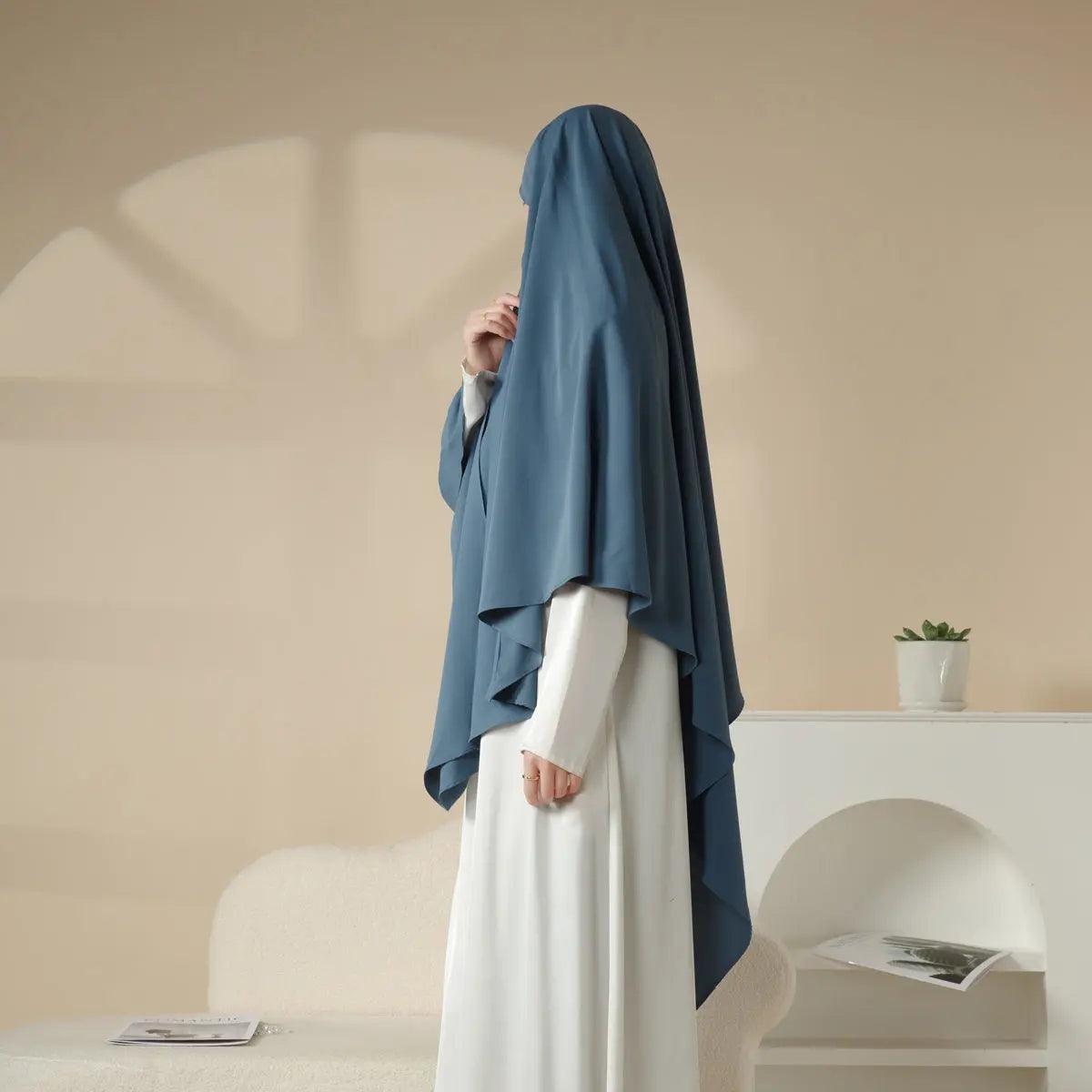 MK001 Niqab attaché - Khimar uni en Nida à 1 couche
