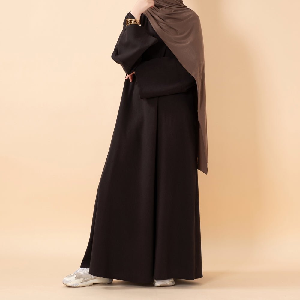 Abaya pull effet lin premium avec poches (MA341)