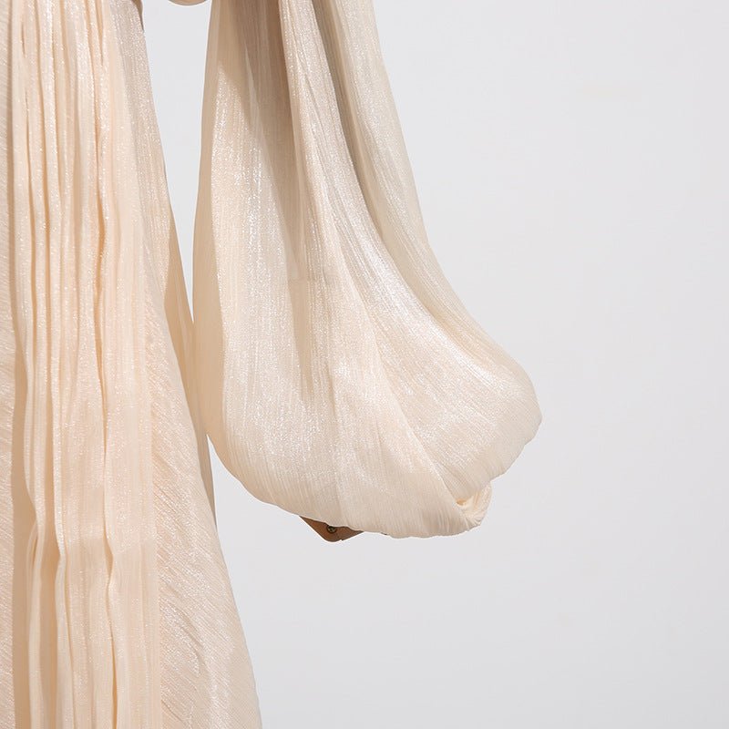 Robe blousante en satin avec col à nouer (MS354)