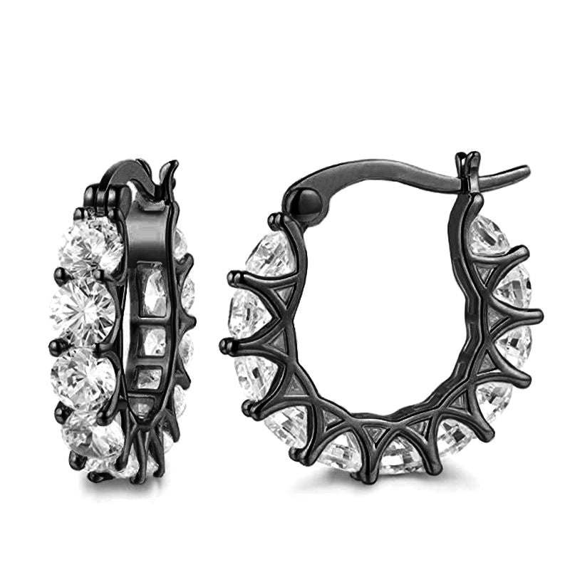 Boucles d'oreilles en U MAC163, entièrement ornées de fleurs en zircon