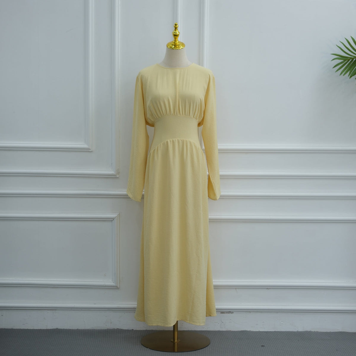 Robe Maxi Ice Silk Froncée à la Taille(MS521)