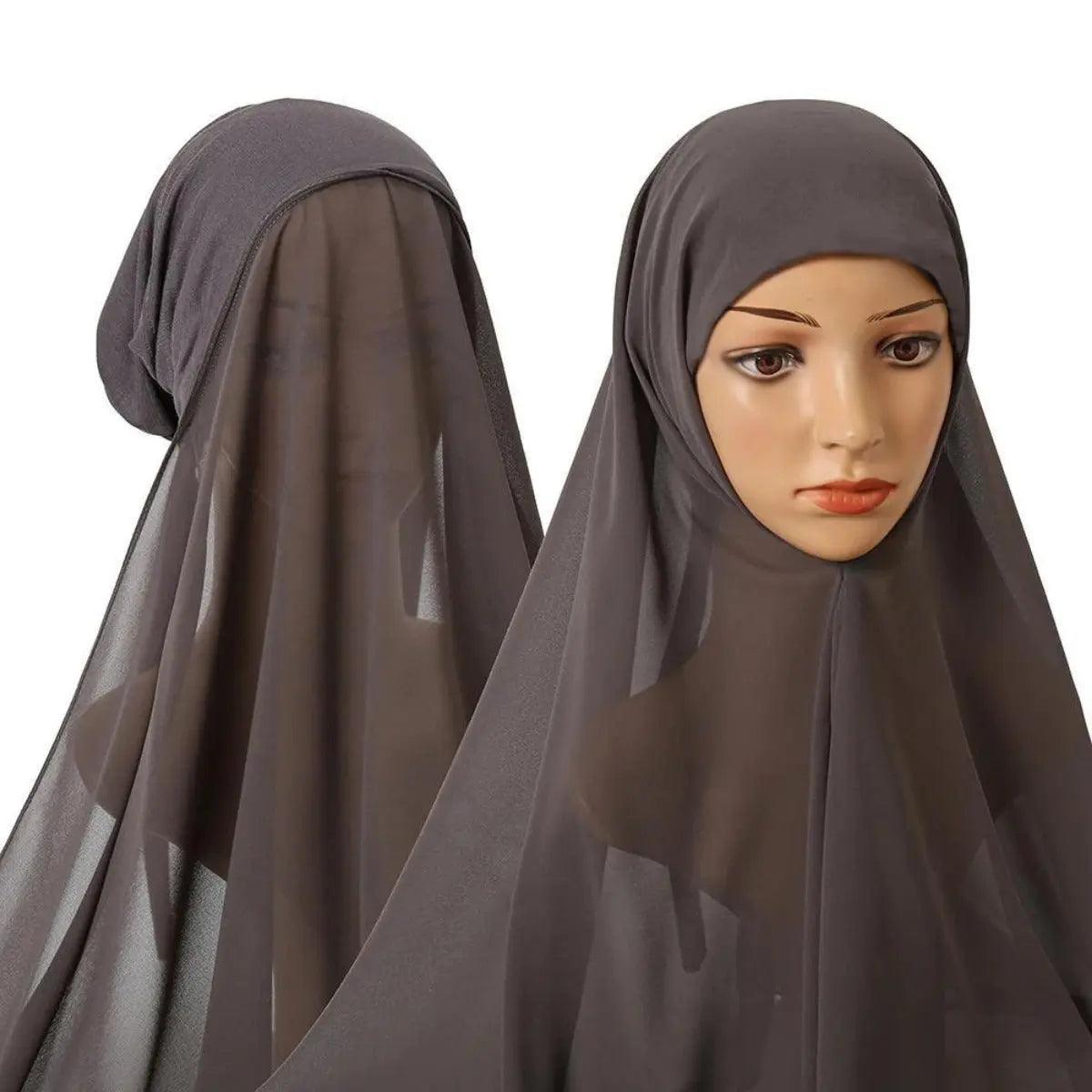Hijab Instant en Mousseline avec Bonnet Intégré (MH004)
