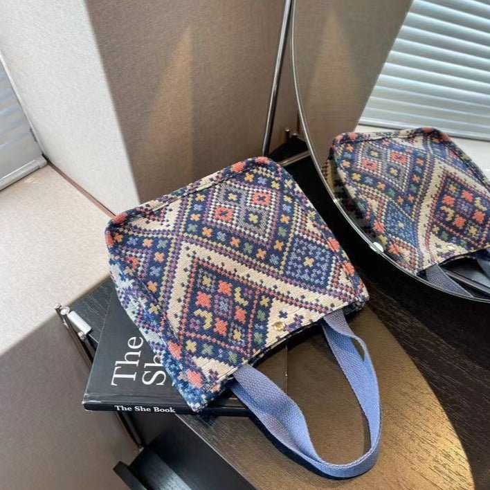 Sac Cabas en Toile Boho Chic - Sac Convertible Spacieux pour le Campus et les Trajets Quotidiens (MAC261)