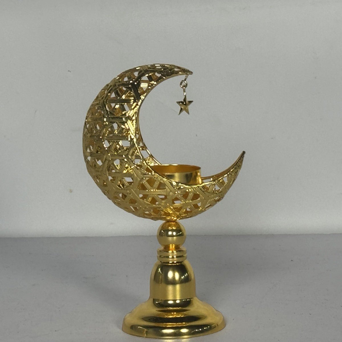 Bougeoir Lune Creuse – Accessoire Décoratif en Fer pour Ramadan (MAC379)