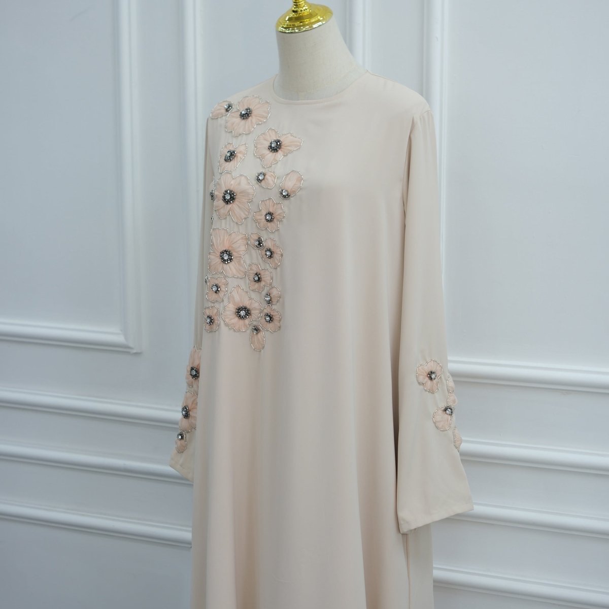 Robe Maxi Floral 3D Perlée à la Main (MA466)