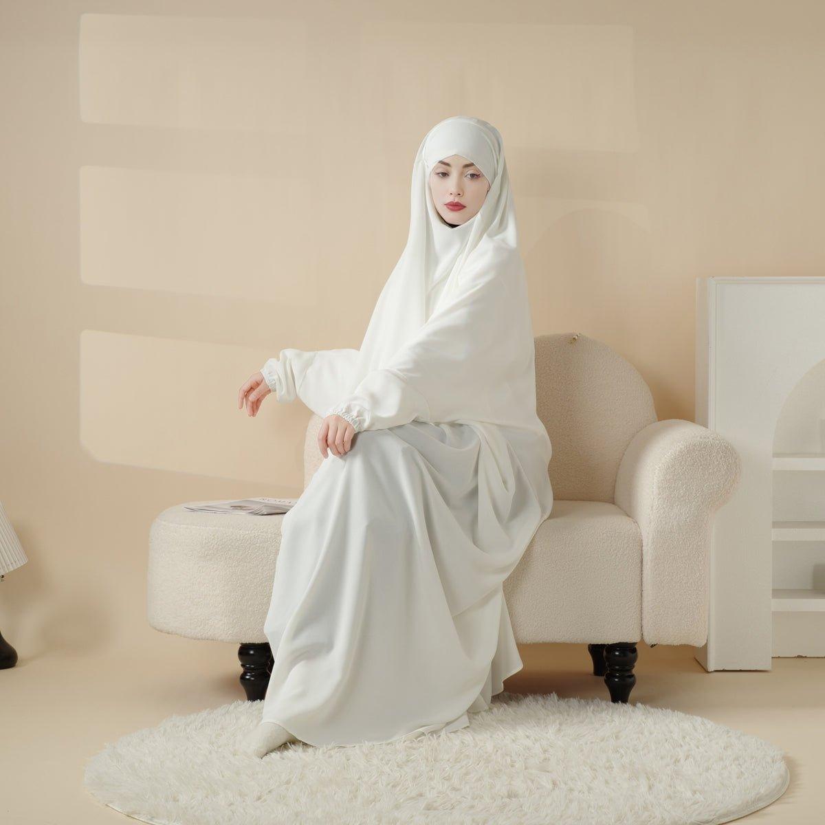 Jilbab uni 1 pièce avec niqab intégré en viscose (MJ005)