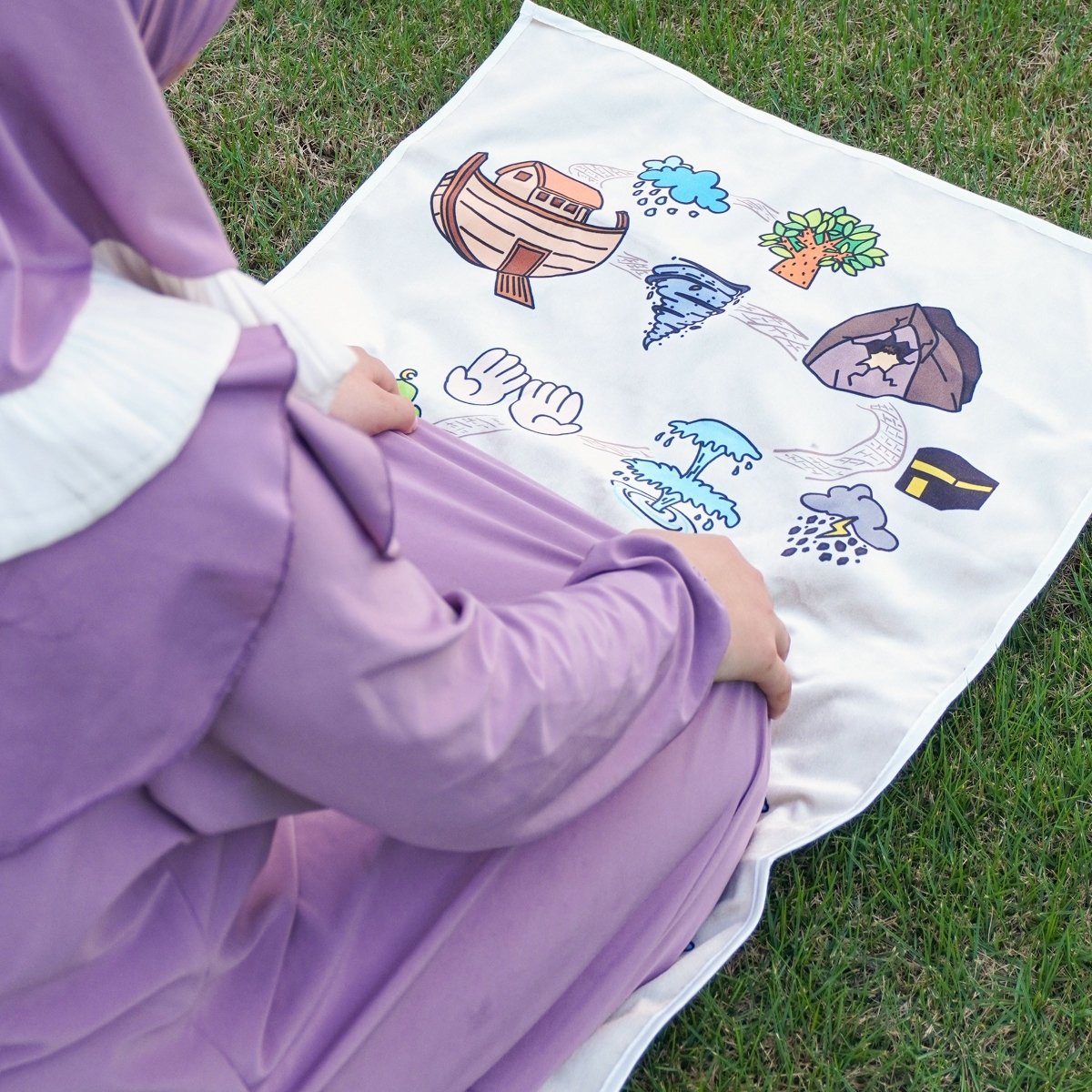 Tapis de Prière Interactif pour Enfants | Tapis de Prière Islamique Illustré pour Enfants Musulmans (MR084)