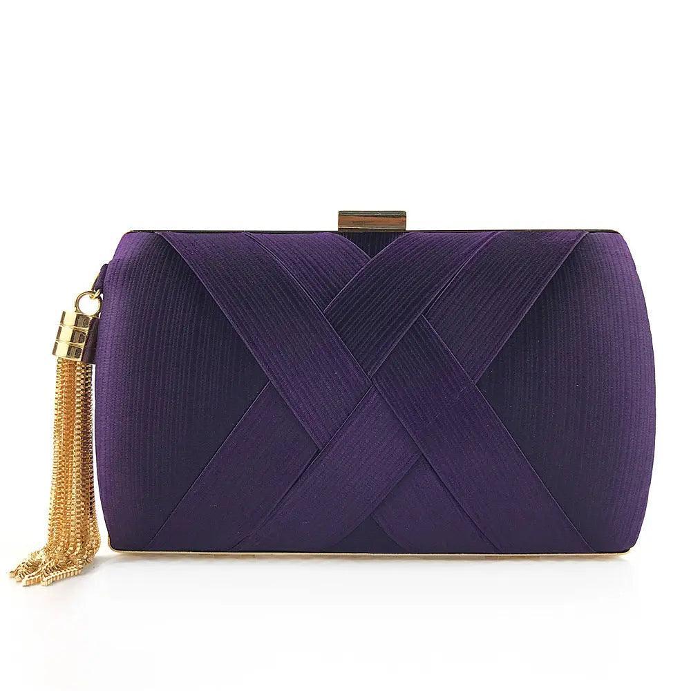 MAC032 Sac de soirée en soie pour femme avec pompon pendentif élégant