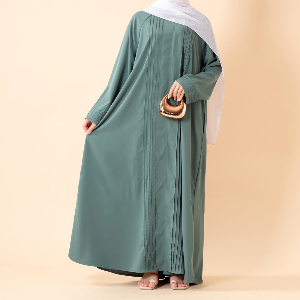 Abaya Serene plissée en georgette, coupe ample et longueur intégrale, style modeste (MA254)