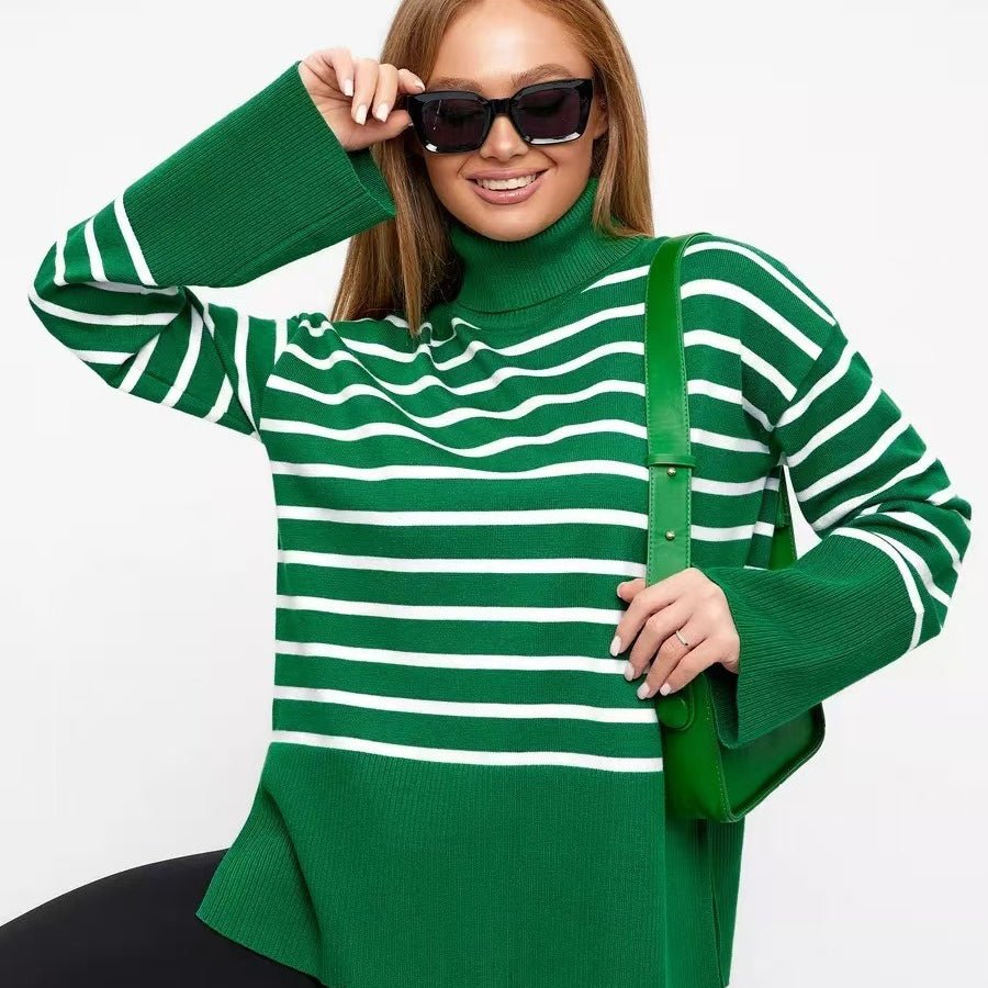 Pull Col Roulé Rayé | Pull Oversize Colorblock (MS252)