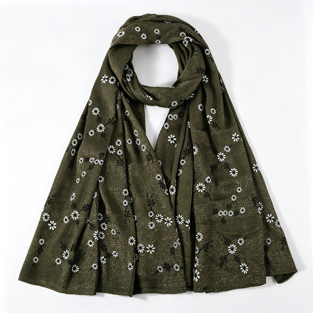 Foulard Hijab Imprimé Fleurs de Marguerite Scintillant (MH245)