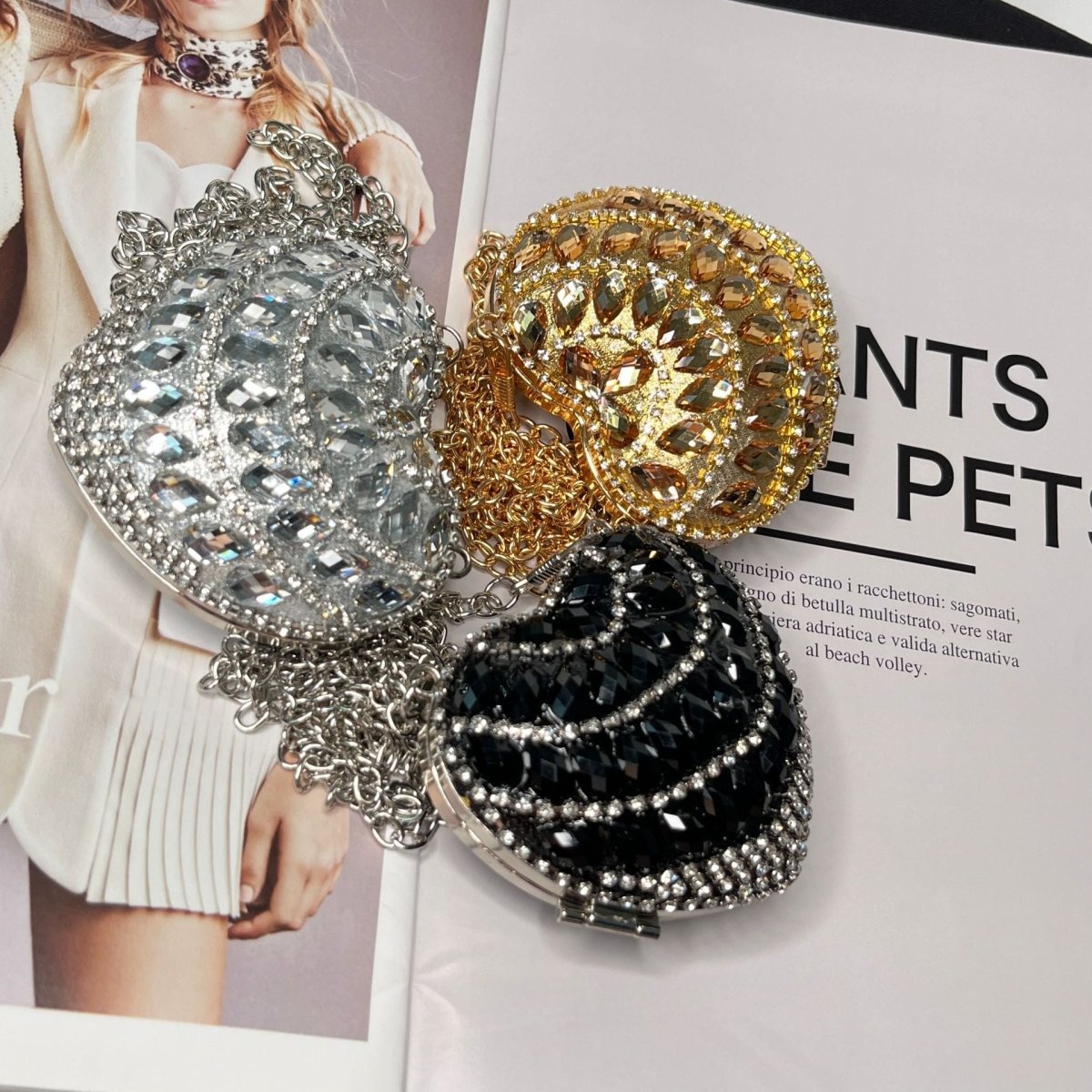 Sac bandoulière étincelant en forme de cœur – Mini sac à main orné de strass pour un glam au quotidien (MAC279)