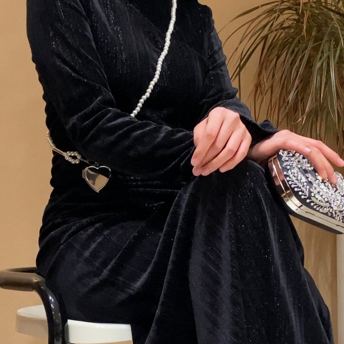 Robe Sirène en Velours Scintillant Froncée (MA358)